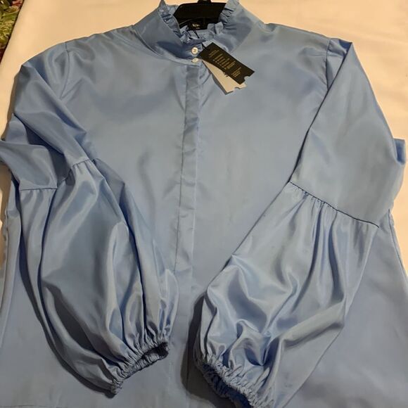 Vonda size 5XL blouse, light blue with bubble sleeves - Picture 12 of 13